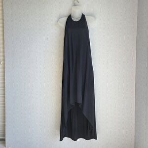 Oak NYC Womens XS Dress Swing Trapeze Racerback Blue Hi Lo Sleeveless Maxi Rayon